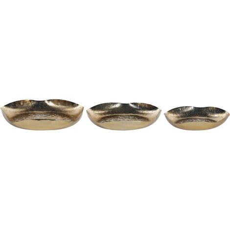 Dekotablett 3er Set UJUNG Metall Gold