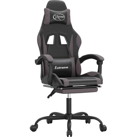 Maison Exclusive - Sedia da Gaming con Poggiapiedi Nero e Grigio in Similpelle (1/5)