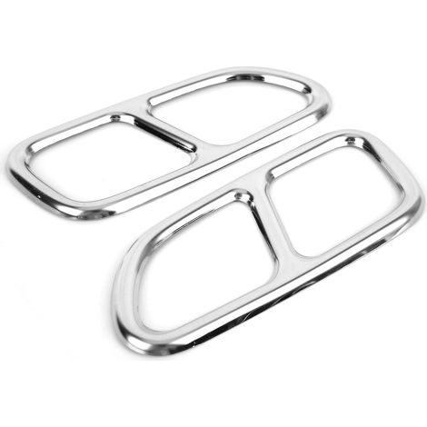 Vierfach-Auspuffendrohre aus glänzendem Edelstahl für Mercedes-Benz CLA 2013-2015, hochwertige Ersatzblende, Chrom-Finish, 2-teiliges Set. (1/5)