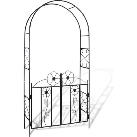 Vidaxl – Arche de jardin en fer noir 115 x 37 x 230 cm – Structure robuste pour plantes grimpantes – Décoration d'entrée ou passage