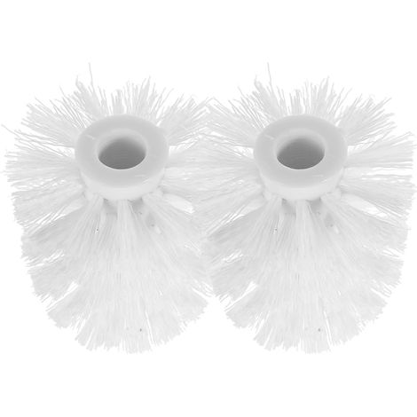 Tête de Brosse WC Remplacement 2pcs Plastique Blanc Visser pour Salle de Bain, Tête de Rechange pour Brosse de Toilette, Accessoires de Remplacement (1/5)