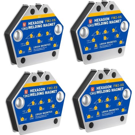 Aimant Soudure, 4 PCS Soudure Aimant Force de Maintien 13kg de Soudure Equerre de Support Positionneur Magnétique 30°,45°,60°,75°,90°,105° (1/5)