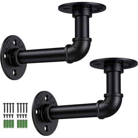 Supports d'étiquette murale rétro, 2 supports de tuyaux industriels vintage avec vis 158,5 cm pour bibliothèque, meubles de bricolage suspendus, support (1/5)