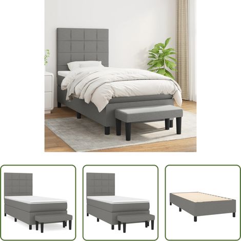 vidaXL Kopfteil - Boxspringbett mit Matratze Dunkelgrau 100x200 cm Stoff (1/5)