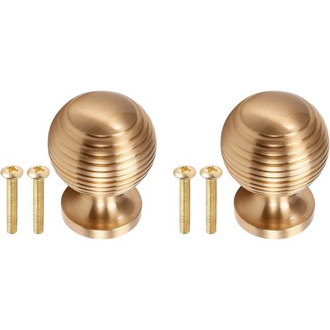 Deux poignées de porte de tiroir en laiton massif, boutons ronds, poignées de porte rondes pour armoire, 37 mm x 28 mm (1/5)