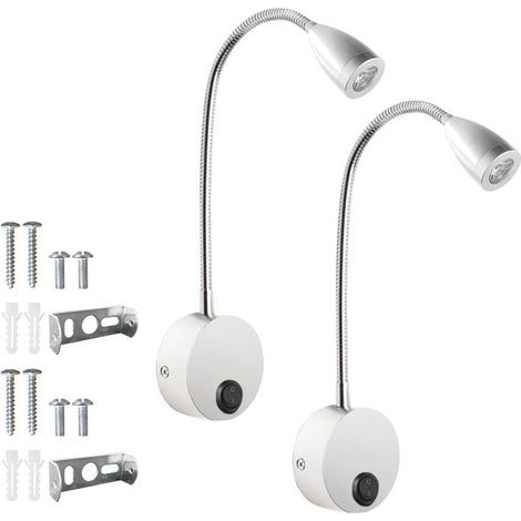 Set of 2 LED bedside lamps, gooseneck reading lamp, 3W, 3000K warm light (1/5)