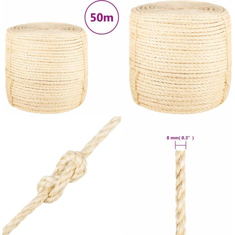 Seil 100% Sisal 8 mm 50 m - Sisal Seil - Naturfaser Seil - Baumwollseil - Handwerkszeug - Gartenseil - Home & Living (1/5)