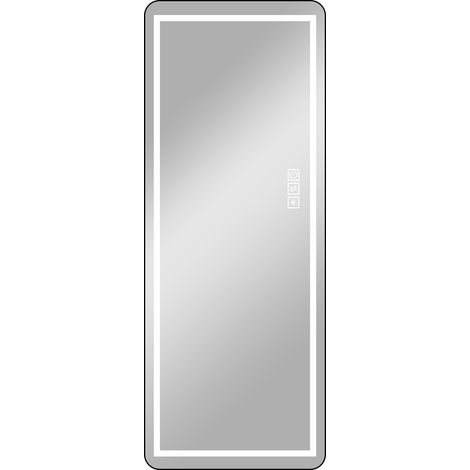 Espejo de cuerpo entero LED 163 x 54 cm con marco fino de aluminio negro (1/4)