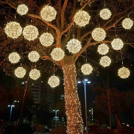 Boule Lumineuse Solaire - Boule LED Étanche pour Décoration Extérieure Arbre Jardin Cour Terrasse Noël - 24 V - Blanc - 1 Pièce (1/5)