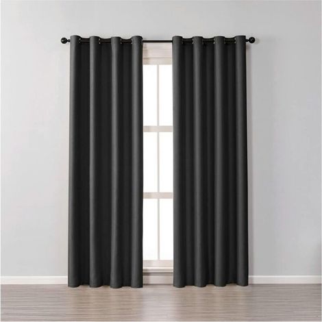 Tuserxln – Lot de 2 rideaux occultants thermiques 100 x 200 cm – Tissu 100% polyester – Œillets pour suspension facile – Décoration chambre noir (1/5)