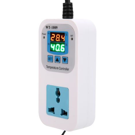Temperaturregler mit digitaler Doppelanzeige, elektronischer Steuerung, 10 A, WT-1009, 110–220 V, EU-Stecker (1/5)