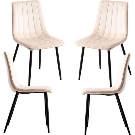 Packs Sillas Comedor - Pack 4 Sillas Liny Terciopelo - Beige (1/5)