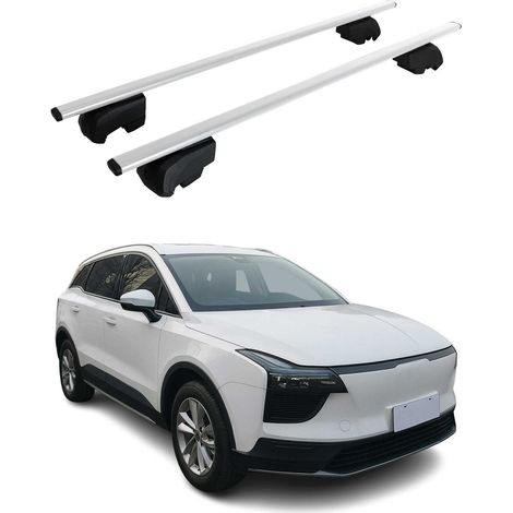 OMAC Dachtrager Quertrager für Aiways U5 2020-2023 – City Crash getestet – ISO PAS 11154:2006 – Abschliessbar – Max 75 kg – 2 Stangen Stahl Silber (1/5)