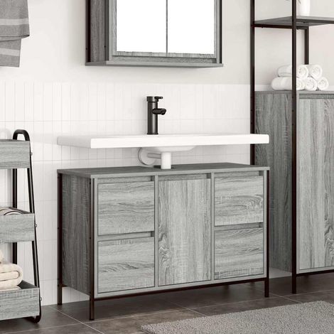 Mueble de lavabo con cajones gris Sonoma 90x34,5x60 cm vidaXL