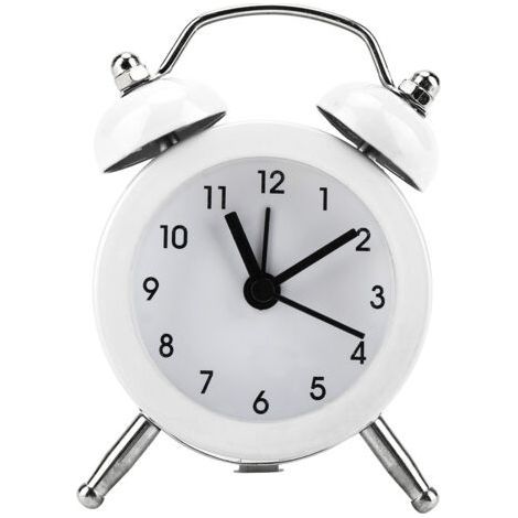 3 Inch Mini Metal Digital Alarm Clock Fashion Portable Alarm Clock with Battery Exquisite for Student White (1/5)