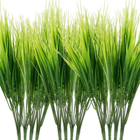 Lot de 12 plantes artificielles réalistes, arbustes d'herbe artificielle touffue en plastique de qualité supérieure, verdure décorative, haute valeur ornementale, pour extérieur, intérieur, jardin, ma (1/5)