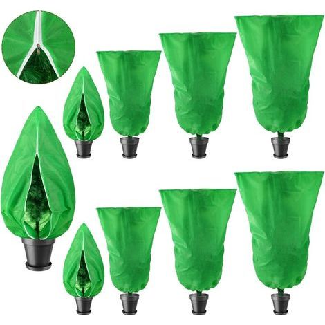 Housse de protection hivernale pour plantes et arbustes, protection des plantes, housse avec cordon de serrage et fermeture éclair, sac de protection hivernale, extérieur, protection contre le gel et (1/5)
