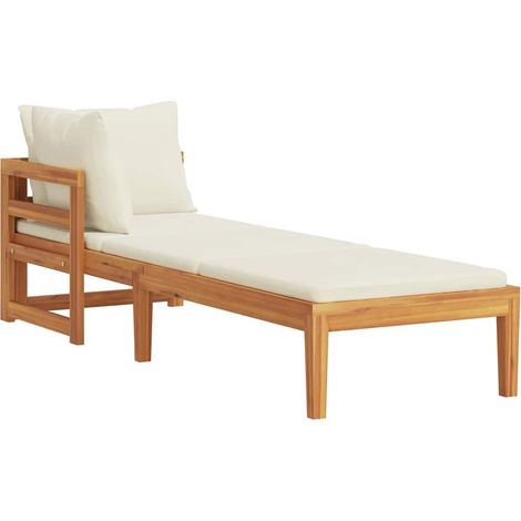 Maison Exclusive - Sonnenliege mit 1 Armlehne Cremeweiß Massivhol (1/5)