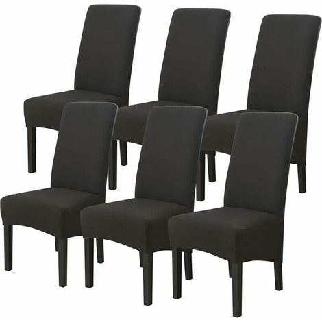 Housses de Chaises 6 pièces Grand Taille Noir,Housses pour Chaises de Salle a Manger Universelle, Couverture Couvre de Chaise Salon Moderne pour Mariage Reunion