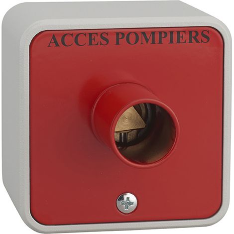 Thirard – Contacteur à clé pompier en applique triangle 14mm – Corps en alliage – Plastron en acier – Ouverture par clé triangle pompier – Finition epoxy rouge (1/4)