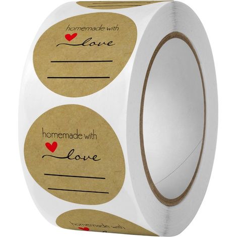 500 etichette rotonde autoadesive in carta kraft da 38 mm per marmellata e regali, colore scuro (1/5)