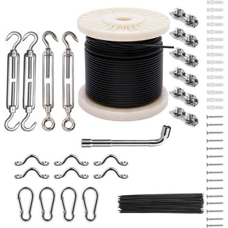 50M Kit de Câble Métallique,Câble en Acier Inoxydable Kit de Câbles en Acier Inoxydable,Câble Métallique Fixation,Câble Métallique en Acier Inoxydable,Câble Métallique - 11 (1/5)