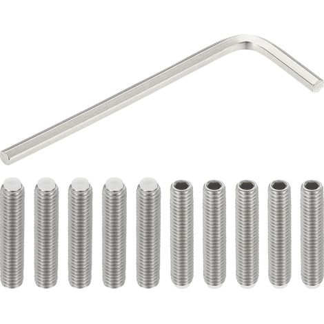 Vis Sans Tête M6x30mm Pointe en Nylon, 10Pcs Boulon à Tête Creuse Hexagonale Métrique en Acier Inoxydable 304, Anti-Dérapant, Entraînement Hexagonal Interne Avec Clé à Molette (1/5)