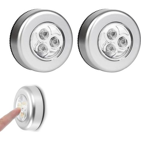 Spots LED Autocollants à Piles, Lumières Tactiles Intelligentes à Coller, Lot de 2 Lampes Sans Fil à Activation Tactile pour Cuisine, Escaliers et Salles (1/5)