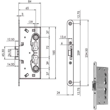Serratura Inf.Tagliafuoco Q9 216120 Iseo (1/3)