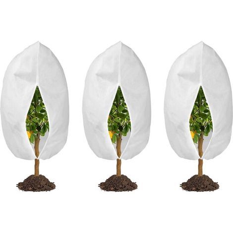 Lot de 3 protections contre le froid pour plantes avec cordon et fermeture éclair Protection pour plantes réutilisable 60x80 cm (1/5)