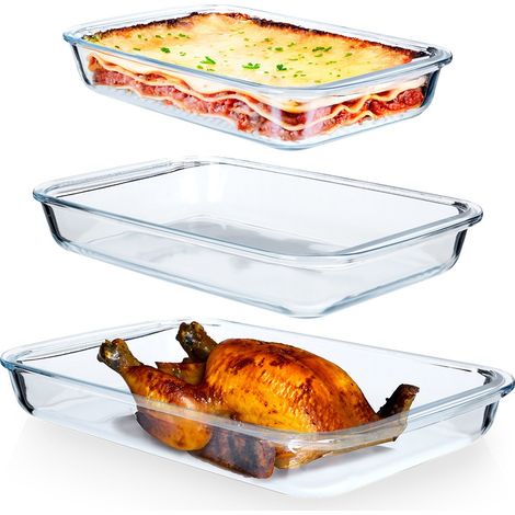 Plat en verre allant au four 1,6 / 2,2 / 3 l, 3 pièces.