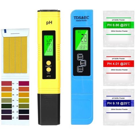 Testeur TDS+EC+Thermomètre 3en1 et pH mètre avec Fonction d'étalonnage Automatique, précision Moniteur de qualité d'eau Stylo Stylo Portable pour Eau Potable, Aquariums, piscines et spas