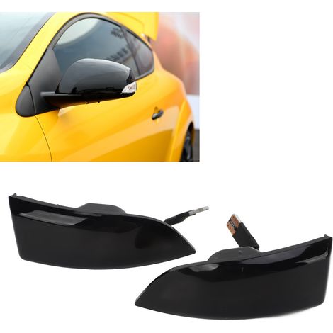 Le clignotant de rétroviseur est doté d'un boîtier transparent fumé avec une lumière jaune et convient aux Renault Megane MK3 2008-2016. (1/5)