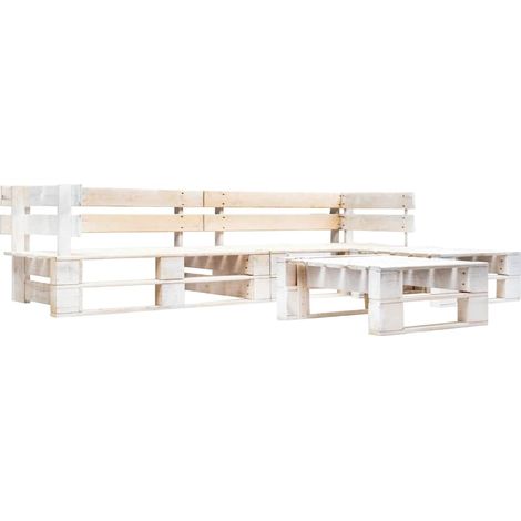 Salon de jardin palette 4 pcs-Lot de 4 Mobilier de jardin-Meuble de jardin Bois Blanc 506664 (1/3)