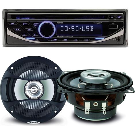 Pack sono voiture Autoradio RCD123 4X75W + 2 haut parleurs 10cm 80W