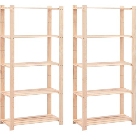 vidaXL Scaffali a 5 Livelli 2 pz 80x38x170 cm Massello Pino 250 kg (1/5)