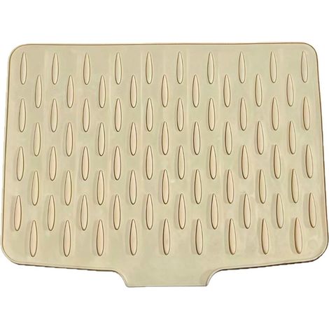 Tapis d'égouttage dimensions 40 x 32,5 cm en silicone facile à nettoyer pour vaisselle verres bouteilles et accessoires de cuisine couleur beige (1/5)