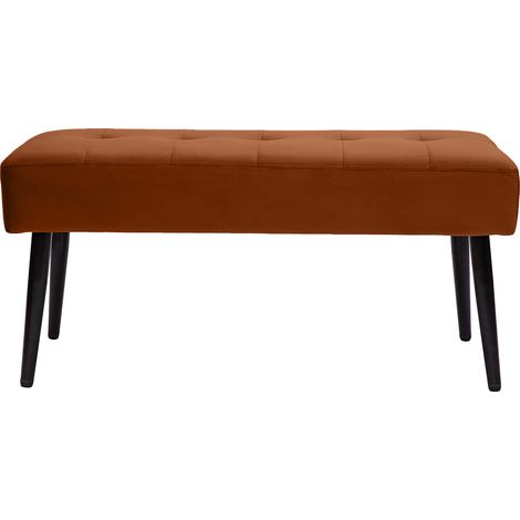 Panca design lavorazione capitonné in tessuto velluto color bruciato e metallo nero L95 cm GUESTA (1/5)