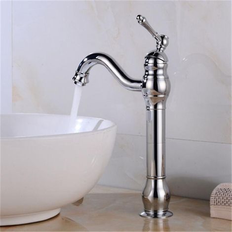robinet Lavabo Haut Rotatif 360 Mitigeur Lavabo Pour Salle De Bain Et Lavabo Robinet Salle Bain Robinet De Levier Monotrou Vasque, Chrome, Robine (1/5)