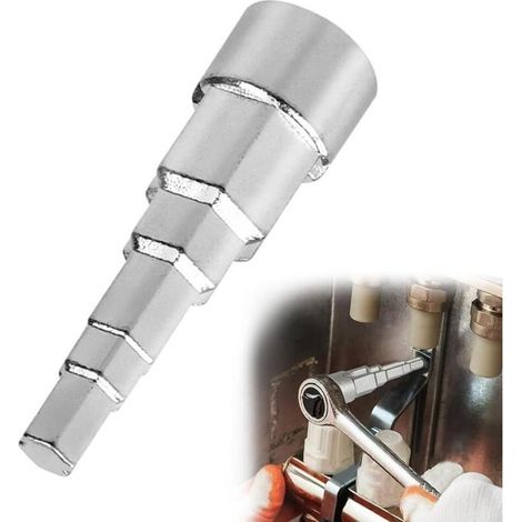 Clé étagée universelle pour radiateur, valve de radiateur, clé à douille, 5 niveaux, avec carré intérieur 1/2", extension de robinet, clé de chauffage, clé de chauffage pour cliquet, sanitaire (1/4)