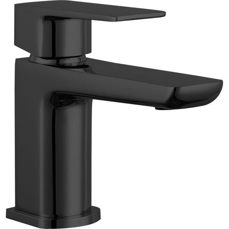 Balterley Bishton Contemporary Square Single Lever Deck Mounted Mono Basin Mixer Tap with Push Button Waste, 160 x 50 x 152mm, Matt Black (1/4)