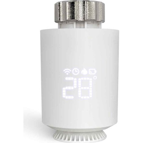 Tete Thermostatique Radiateur - Connectee Programmable - Compatible Alexa Google Assistant - Requiert Passerelle Tuya Zigbee - 1 Unite