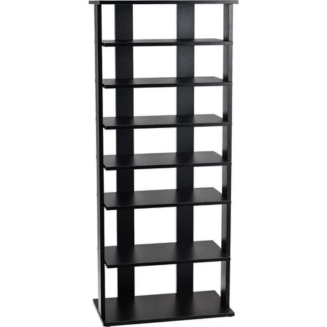 Height adjustable 8 tier wooden shoe rack freestanding corner shelf brown (1/5)