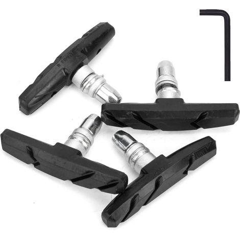 Deux paires de plaquettes de frein pour vélo, 70 mm, plaquettes de frein V-brake universelles pour VTT, avec écrous et rondelles hexagonaux, conception silencieuse et sans fil. (1/5)
