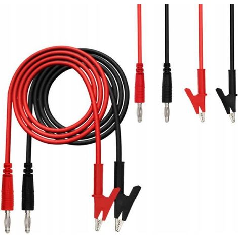 Cordons De Test - Pinces Crocodiles 1500 V 15 A 100 Cm - Pour Multimètre Et Alimentation De Laboratoire - 2 Pièces Noir Rouge (1/5)