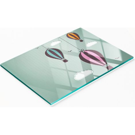 Tabla de servir de cristal para cocina con gráfico de globos voladores, 80x52 cm. (1/5)
