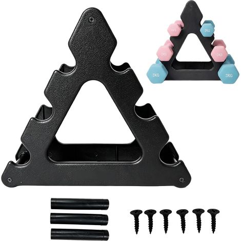 Support Halteres Musculation, Triangular Support Haltere pour le Rangement de 6 Petits Haltères Antidérapantt Rack Haltere Porte-Haltères pour Salle de Sport à Domicile, 1 Pièce, Noir (1/5)
