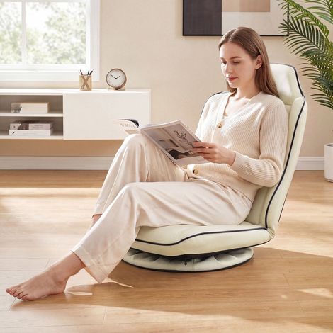 360 Swivel Gaming Chair, Adjustable Backrest, Beige (1/5)
