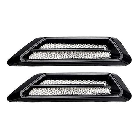 Prise D'air Décorative Couverture, 2 Pièces Grille de Ventilation Latérale Sortie Latérales Débit D'air Fender Couverture D'admission Grille Décoratif Garniture,Noir (1/5)