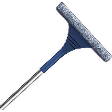 Grattoir à vitres à long manche, brosse de nettoyage 2 en 1 pour vitres, éponge en caoutchouc, outil pour essuie-glaces de porte de douche et de voiture (1/5)